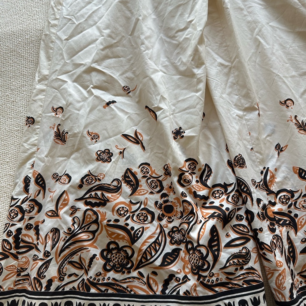 La Double J Coulotte Palazzo Floral Print Cream and Brown Wide Leg Pants - Picture 6 of 9